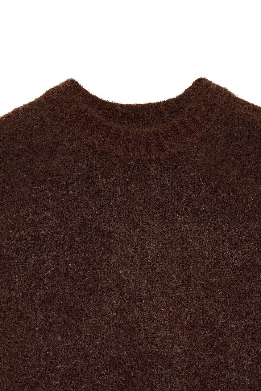 Knitted Mohair Blend Round Neck Sweater