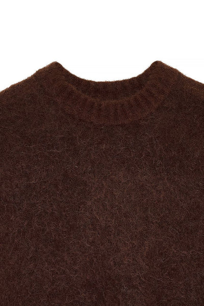 Knitted Mohair Blend Round Neck Sweater