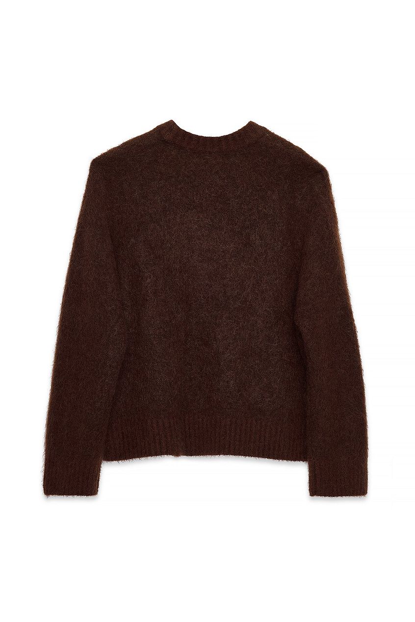 Knitted Mohair Blend Round Neck Sweater