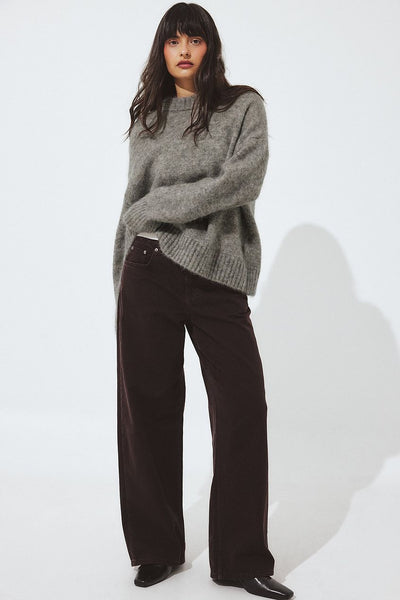 Knitted Mohair Blend Round Neck Sweater