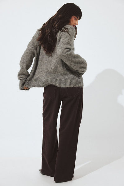 Knitted Mohair Blend Round Neck Sweater