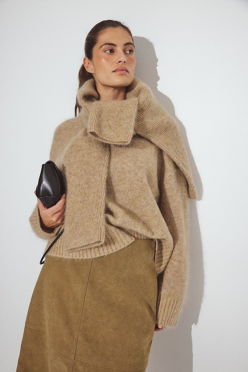 Knitted Mohair Blend Round Neck Sweater