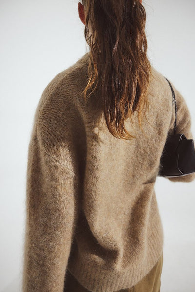 Knitted Mohair Blend Round Neck Sweater