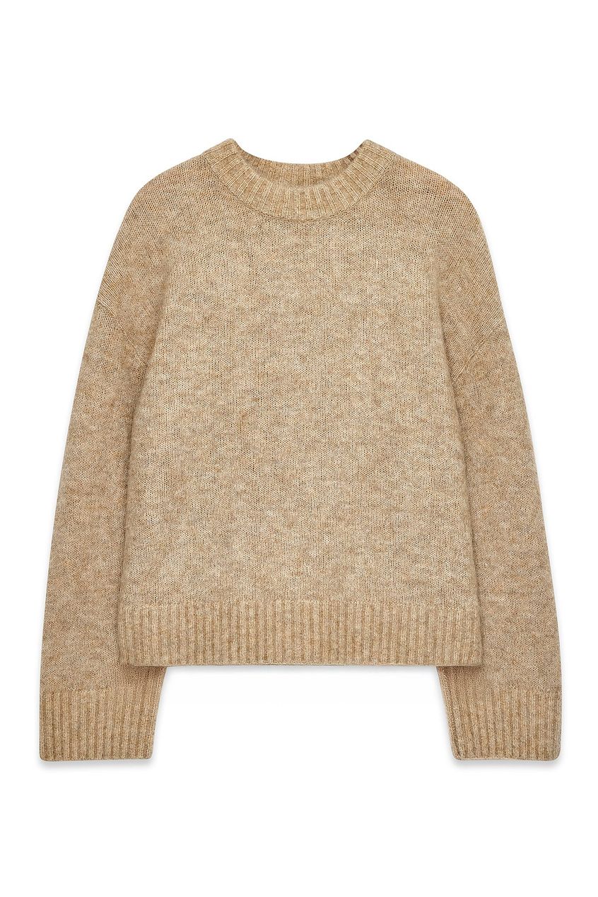 Knitted Mohair Blend Round Neck Sweater