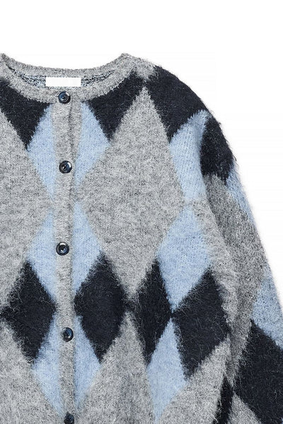 Knitted Oversized Check Cardigan