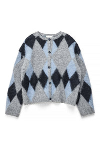 Knitted Oversized Check Cardigan