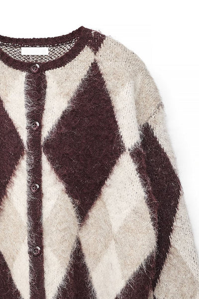 Knitted Oversized Check Cardigan