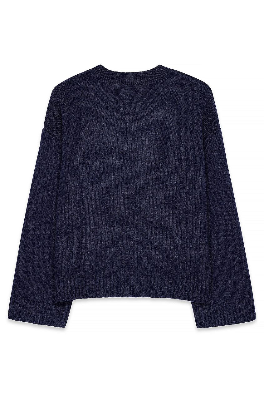Knitted V-Neck Wool Blend Sweater