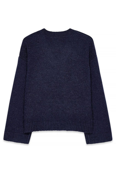 Knitted V-Neck Wool Blend Sweater