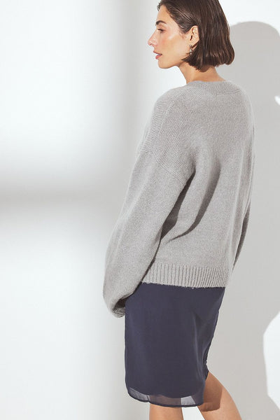 Knitted V-Neck Wool Blend Sweater