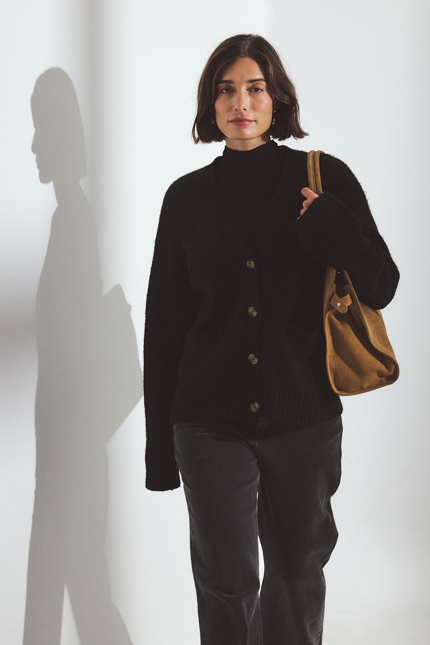 Knitted Wool Blend Cardigan