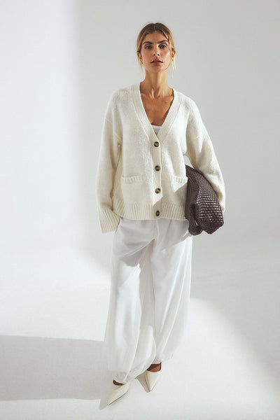 Knitted Wool Blend Cardigan