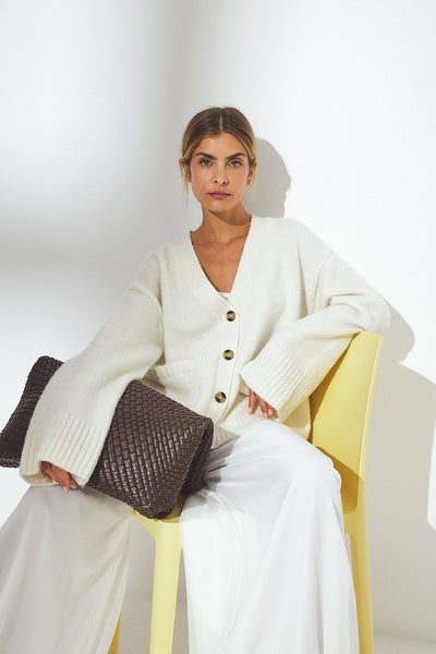 Knitted Wool Blend Cardigan