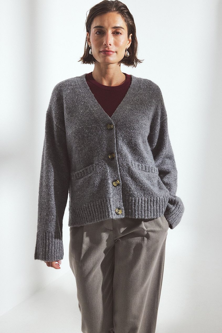 Knitted Wool Blend Cardigan