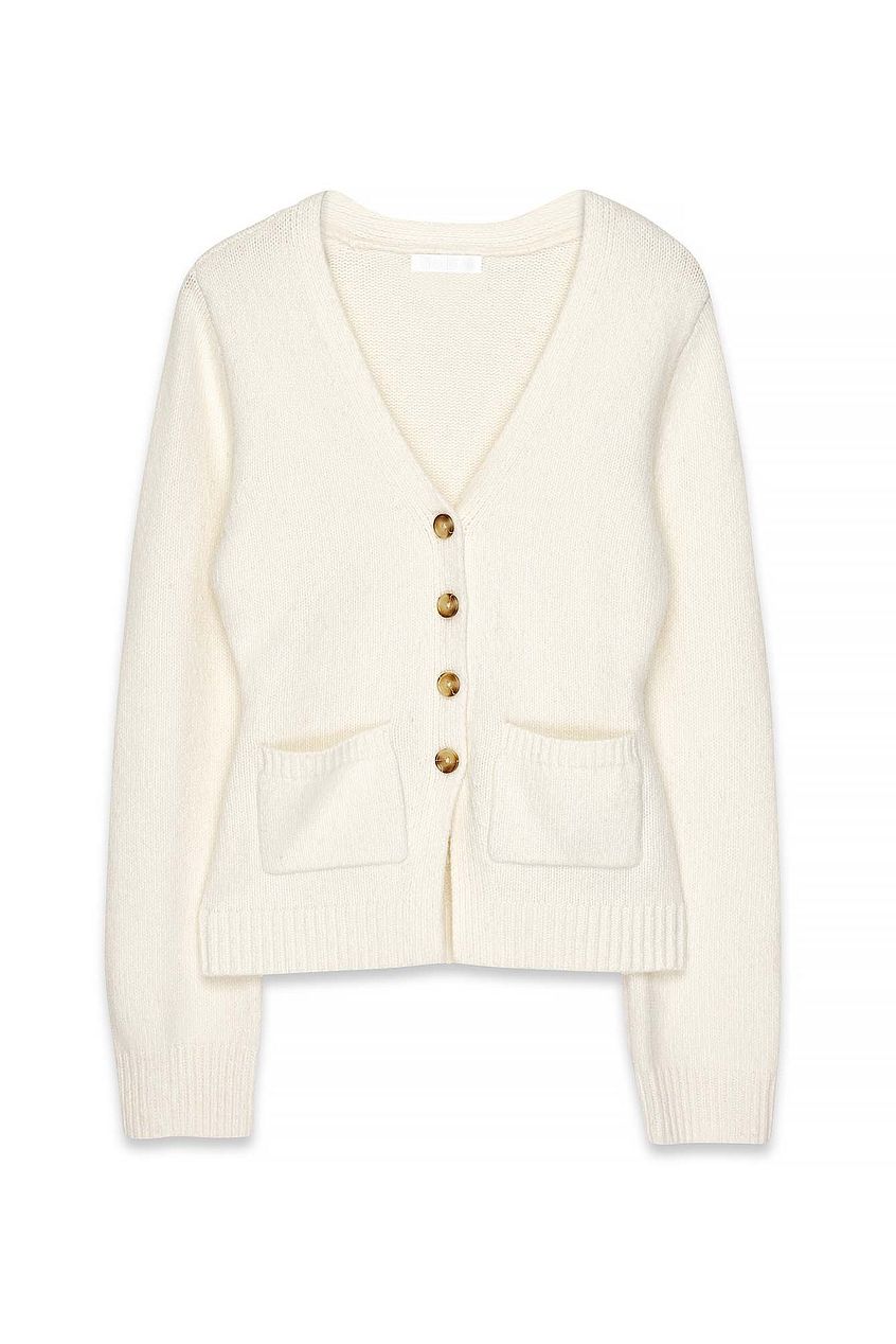 Knitted Wool Blend Fitted Cardigan