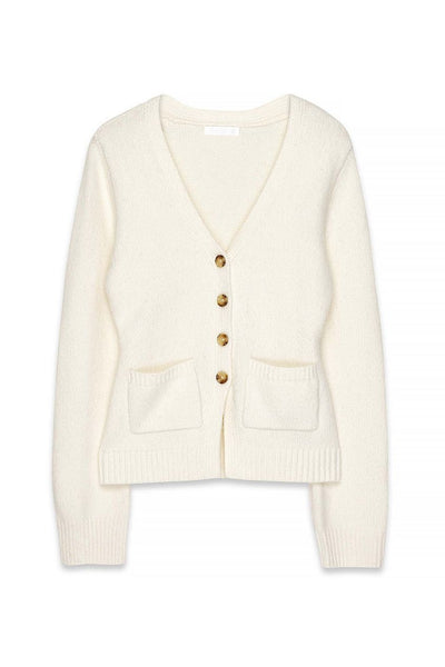 Knitted Wool Blend Fitted Cardigan