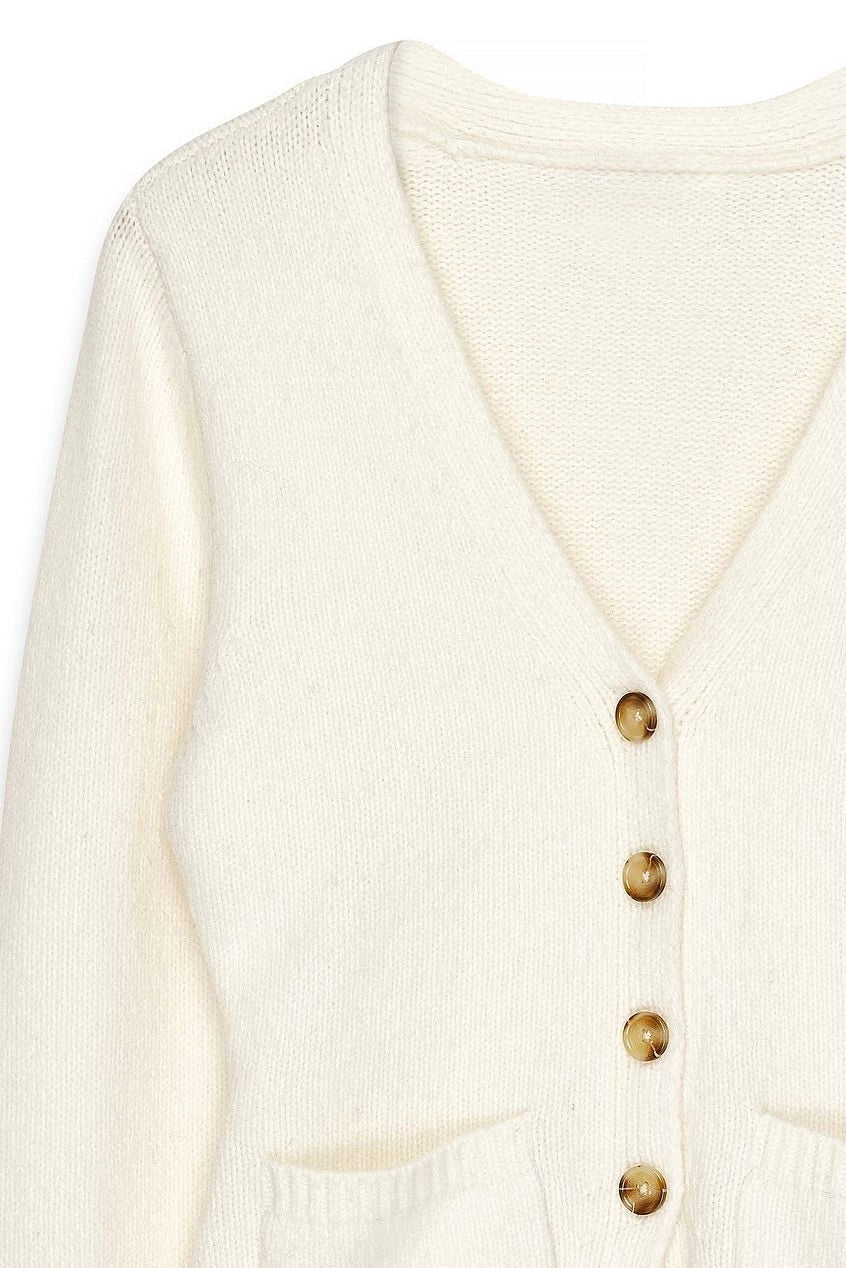 Knitted Wool Blend Fitted Cardigan