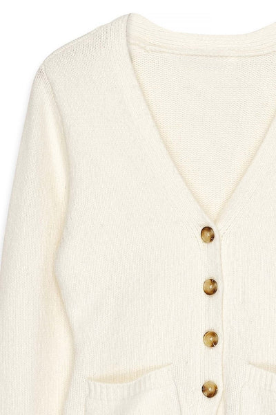 Knitted Wool Blend Fitted Cardigan