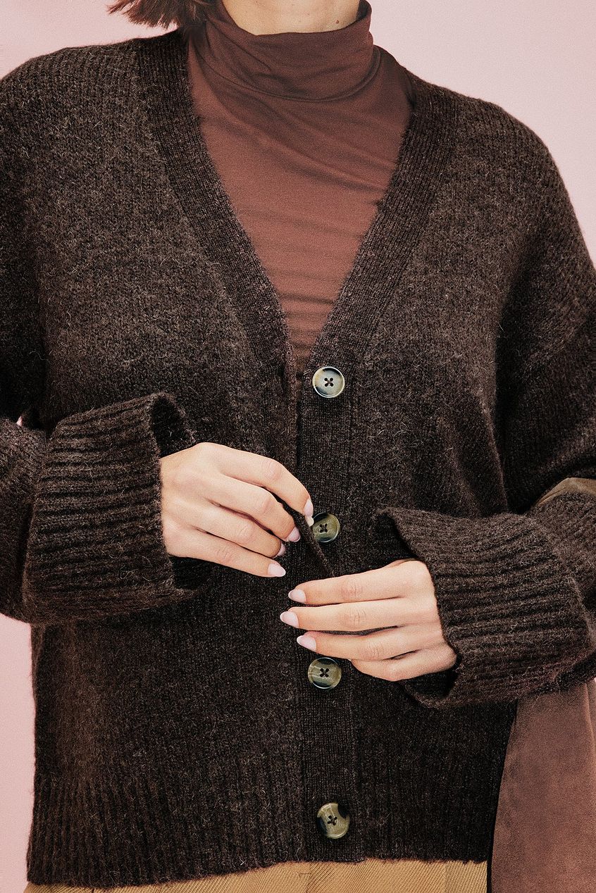 Knitted Wool Blend Cardigan