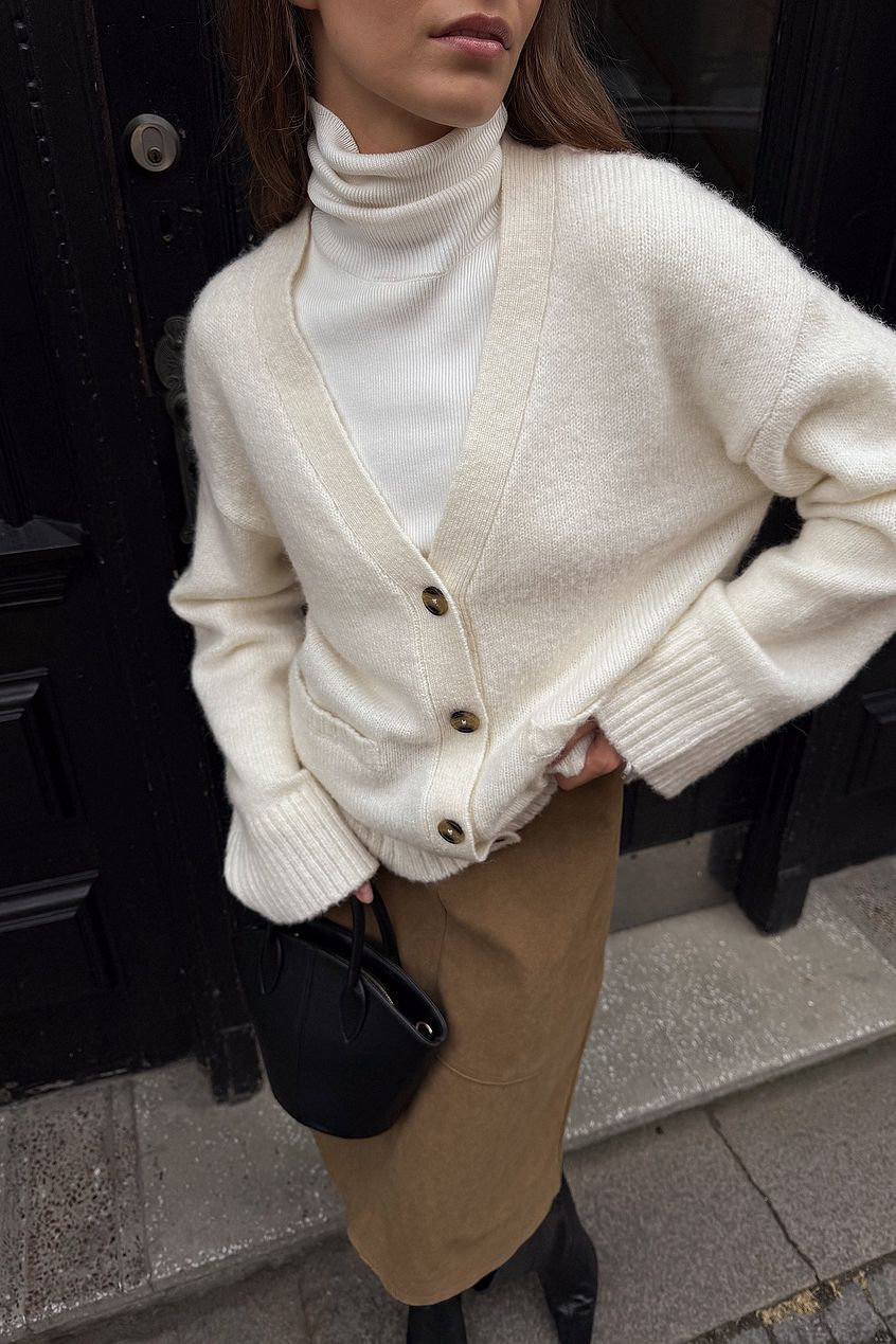 Knitted Wool Blend Cardigan