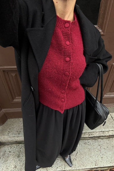 Knitted Wool Blend Cardigan