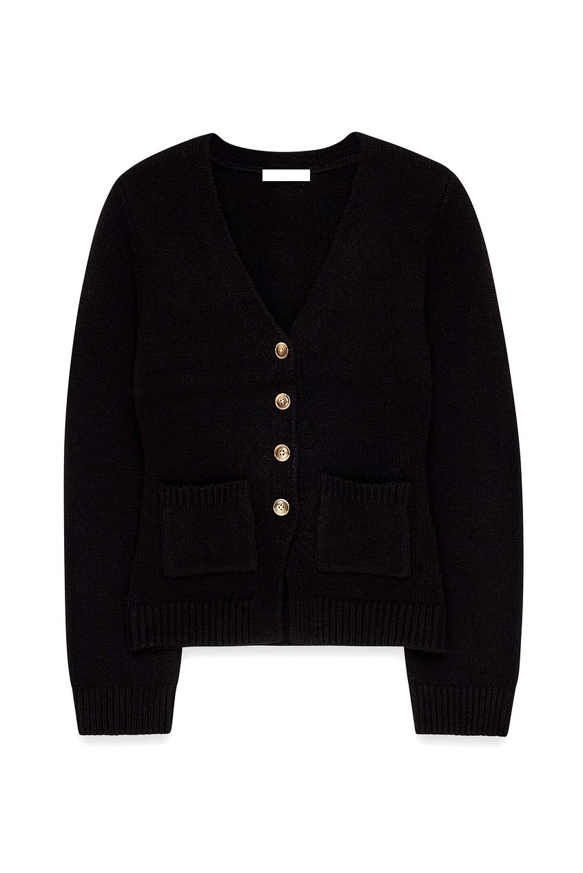 Knitted Wool Blend Fitted Cardigan