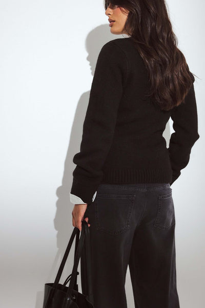 Knitted Wool Blend Fitted Cardigan