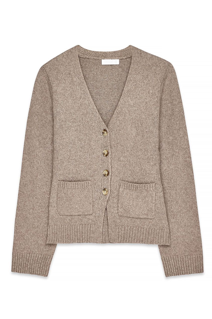 Knitted Wool Blend Fitted Cardigan