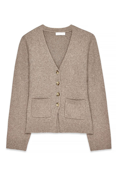 Knitted Wool Blend Fitted Cardigan