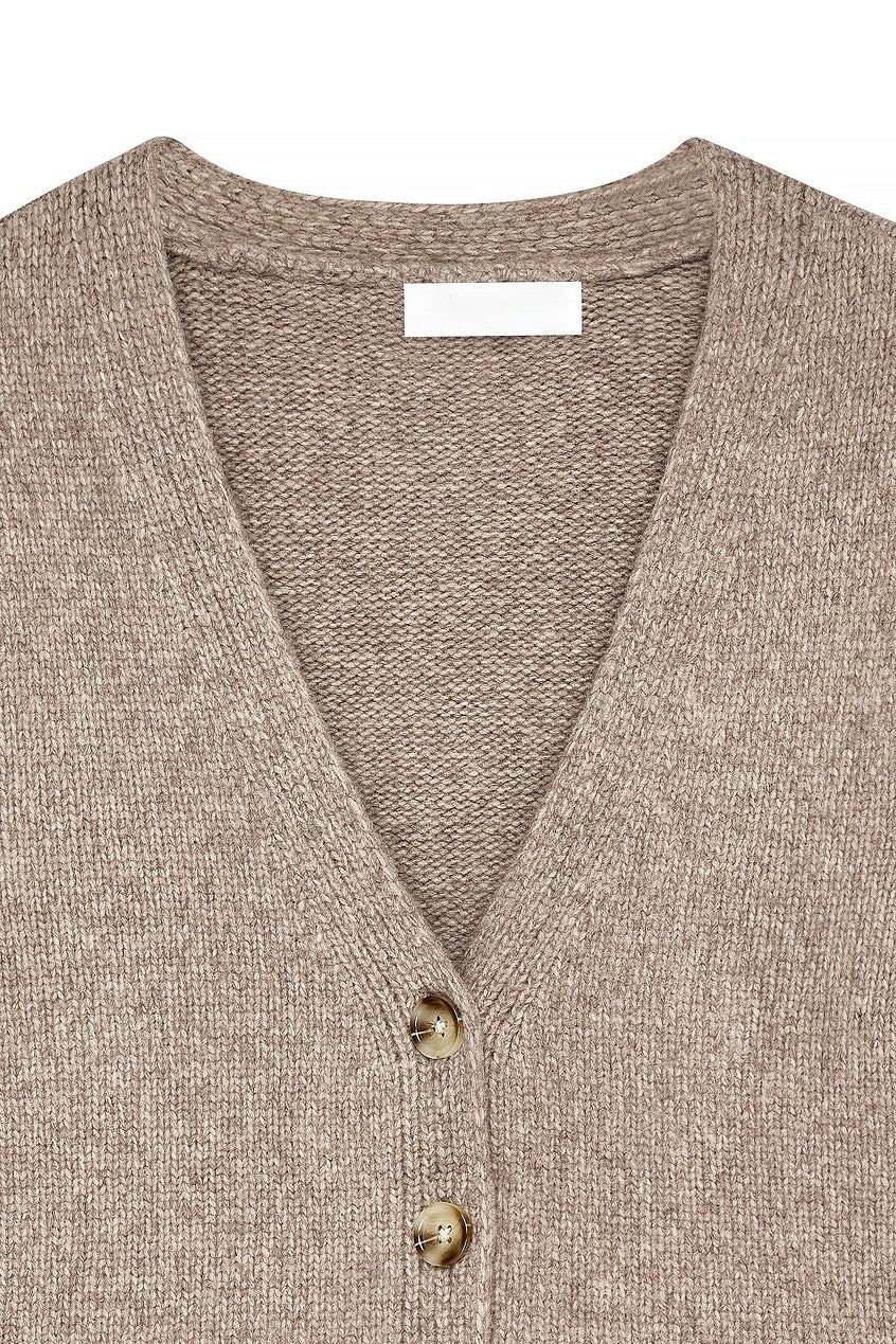 Knitted Wool Blend Fitted Cardigan