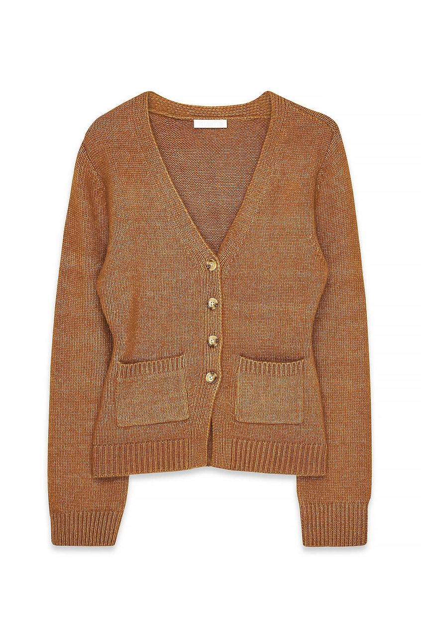 Knitted Wool Blend Fitted Cardigan