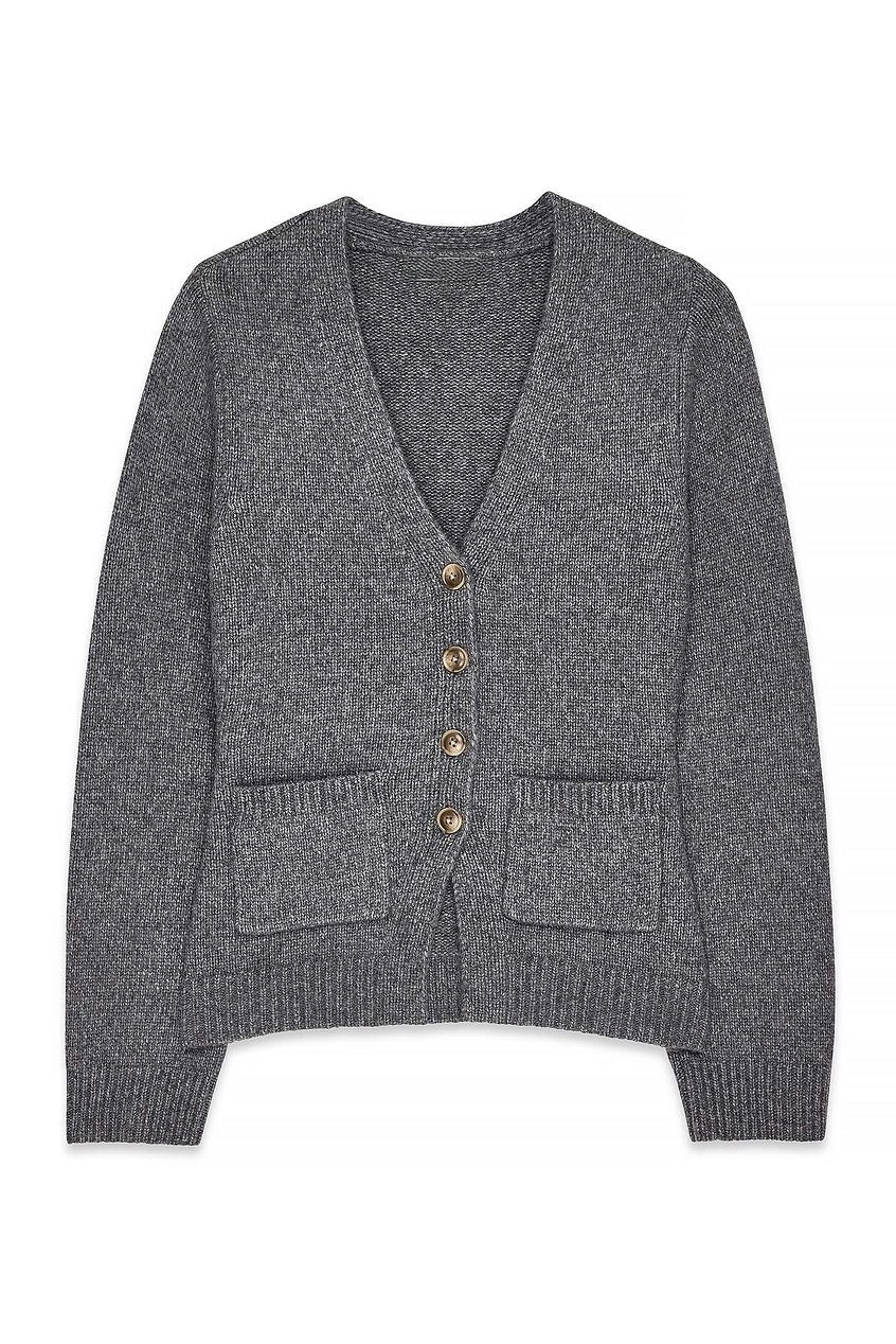 Knitted Wool Blend Fitted Cardigan