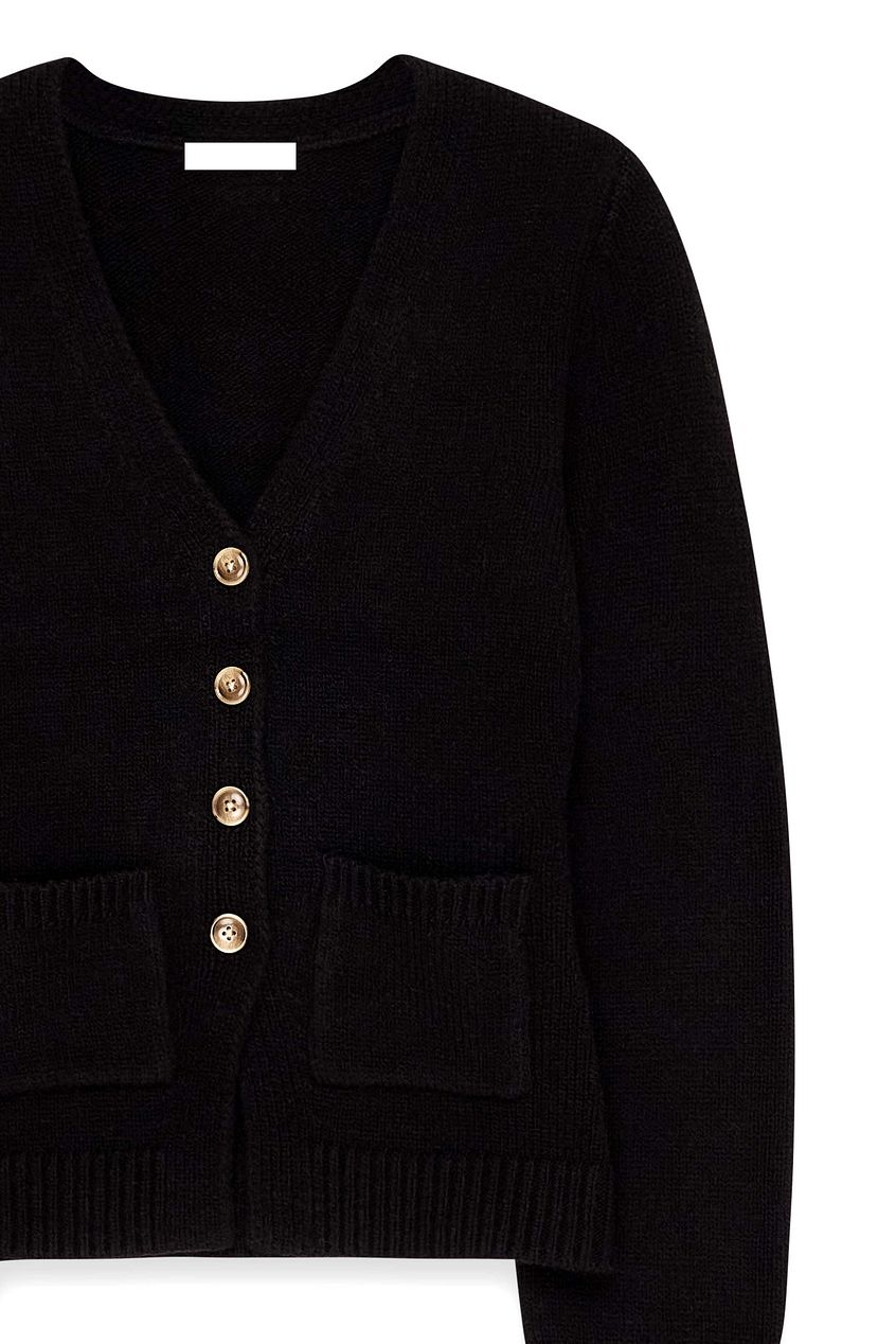 Knitted Wool Blend Fitted Cardigan