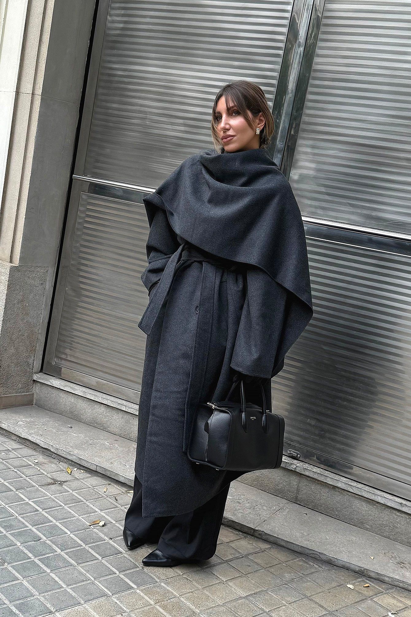 Wool Blend Scarf Detail Coat