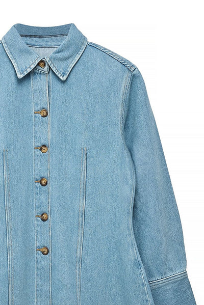 Marked Waist Denim Shirt