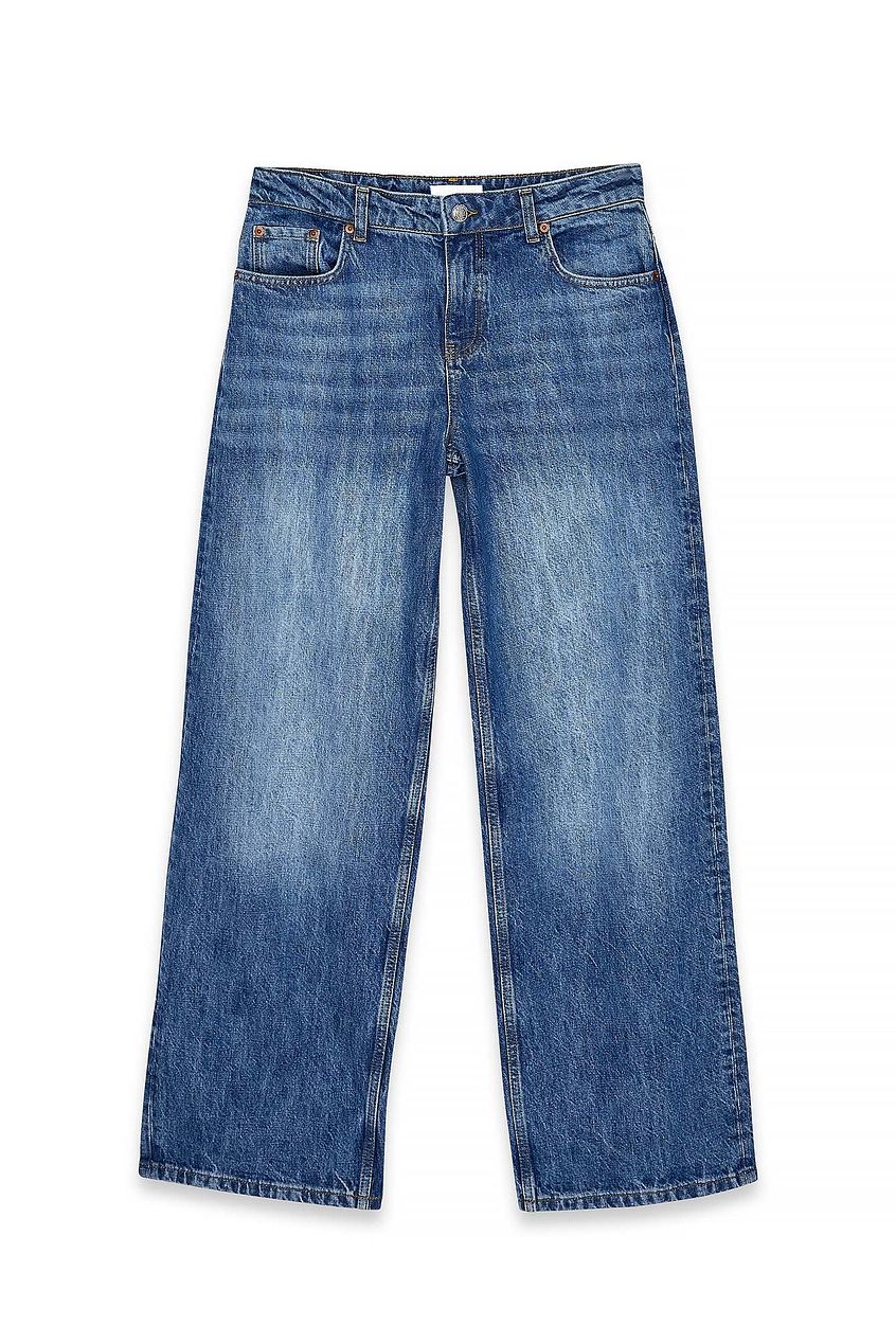 Mid Waist Loose Straight Denim