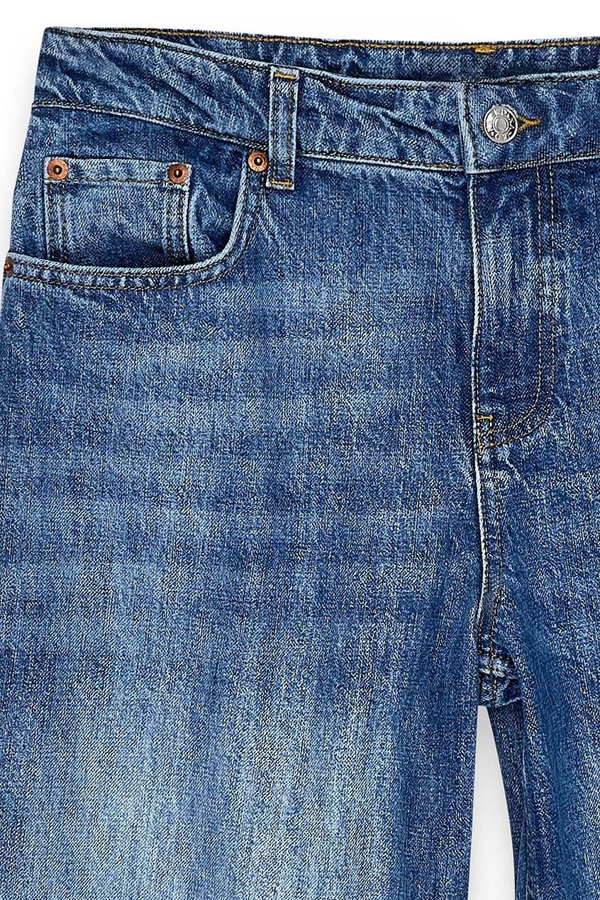 Mid Waist Loose Straight Denim