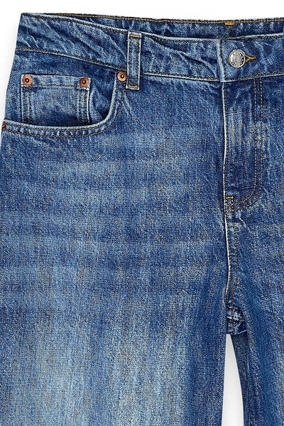 Mid Waist Loose Straight Denim