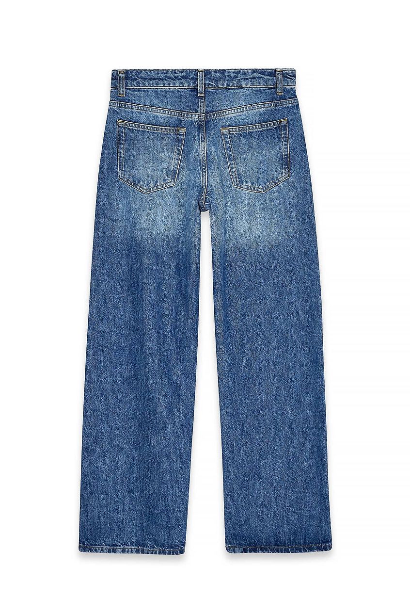 Mid Waist Loose Straight Denim