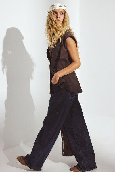 Mid Waist Loose Straight Denim