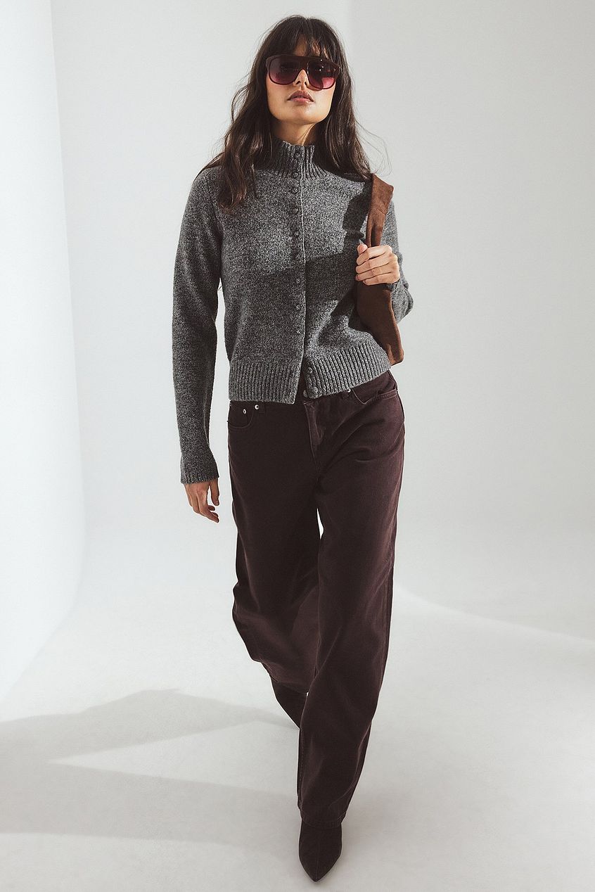 Mid Waist Loose Straight Denim