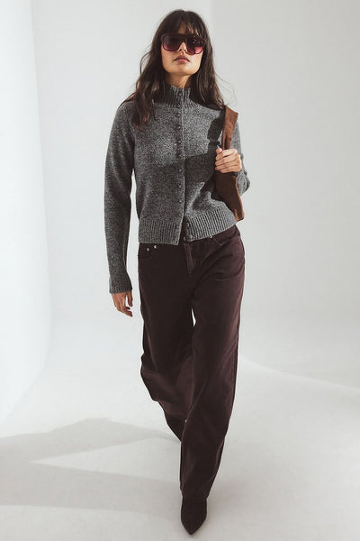 Mid Waist Loose Straight Denim