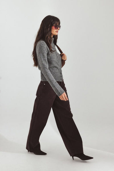 Mid Waist Loose Straight Denim