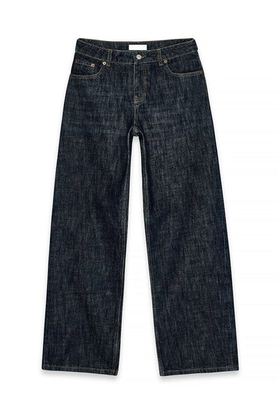 Mid Waist Loose Straight Denim