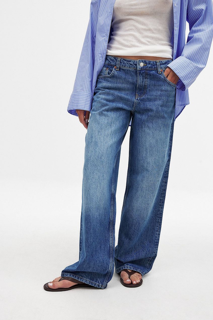 Mid Waist Loose Straight Denim