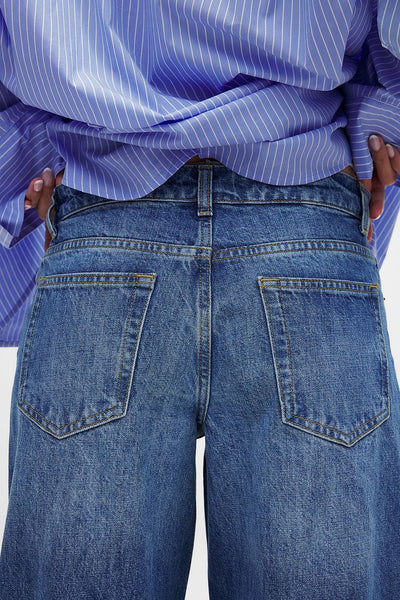 Mid Waist Loose Straight Denim