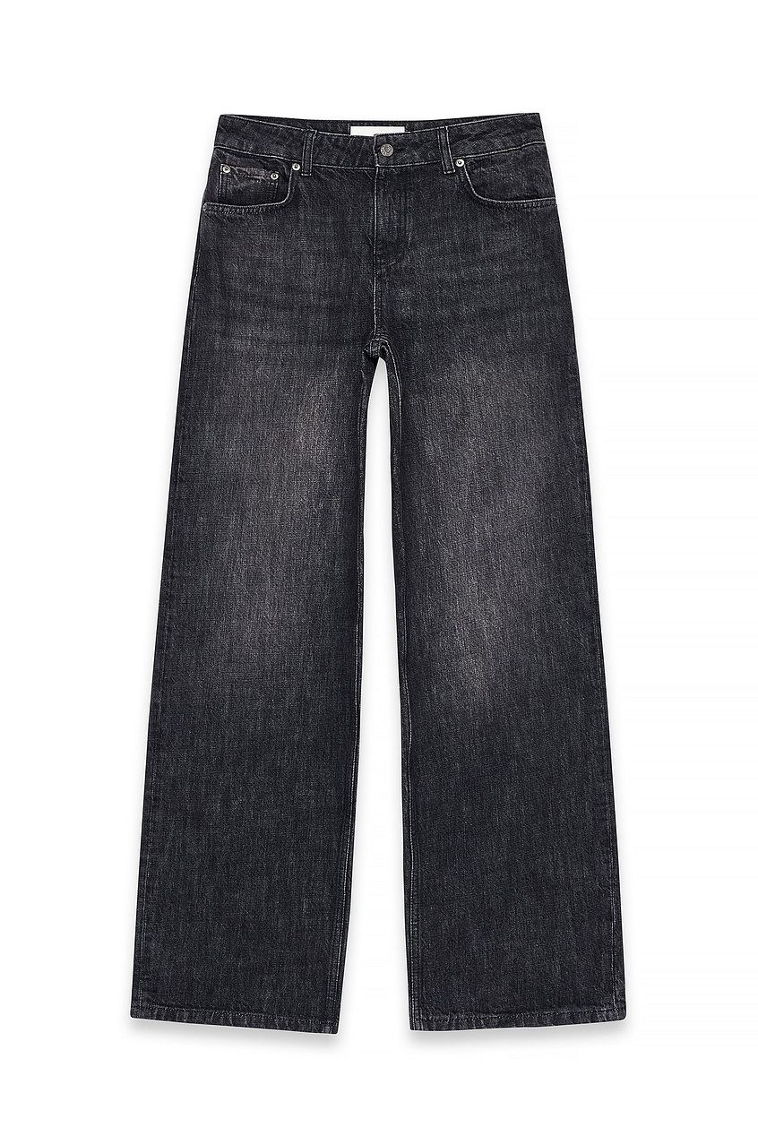 Mid Waist Loose Straight Denim