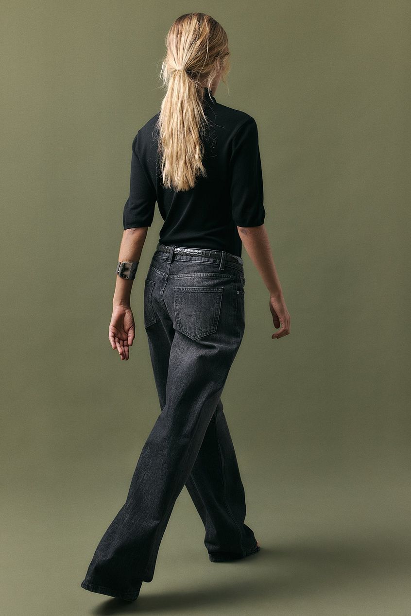 Mid Waist Loose Straight Denim