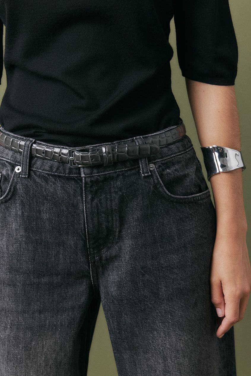 Mid Waist Loose Straight Denim