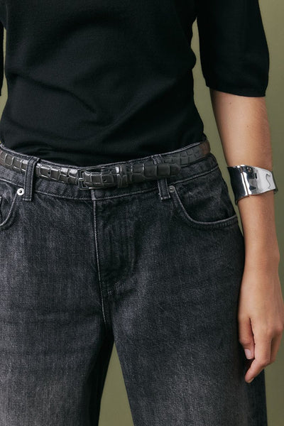 Mid Waist Loose Straight Denim